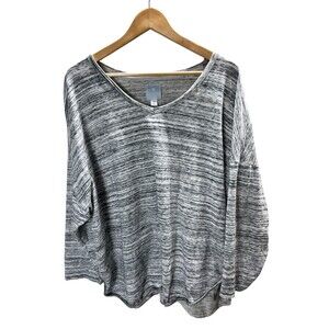 Dress Barn Top Women's Size 3X Gray Sunday Cotton Blend 3/4 Sleeve Shirt